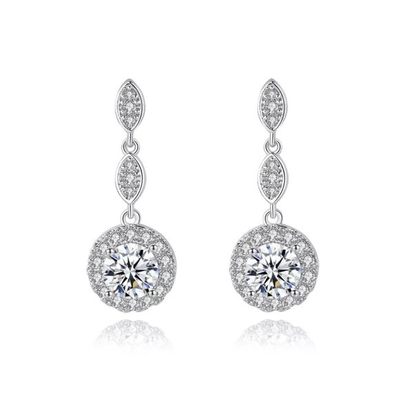 Other - 14k Gold 2ct. t.w. Round Lab Diamond Drop Earrings Sterling Silver